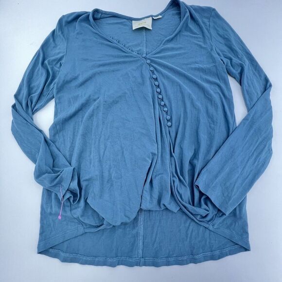 Maeve Blue Swoop Blouse Size Small Button Detail Anthropologie - Picture 1 of 4